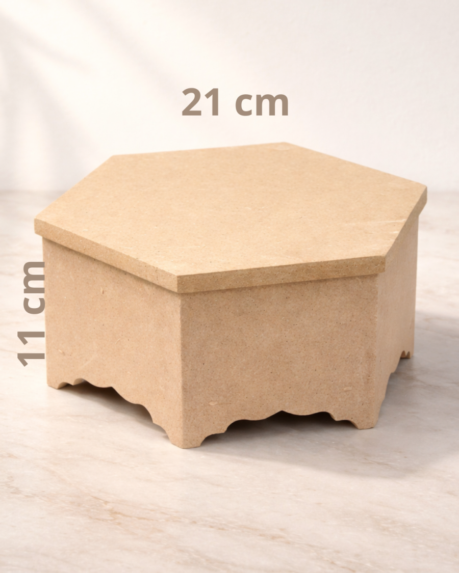 Coffret hexagonal Hexa-MM en médium de 8 mm à décorer