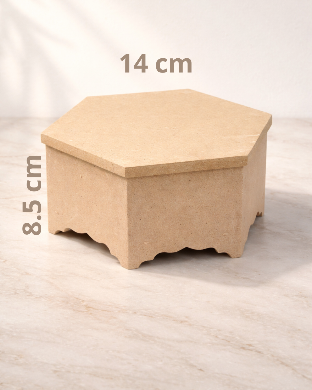 Coffret hexagonal Hexa-PM en médium de 8 mm à décorer